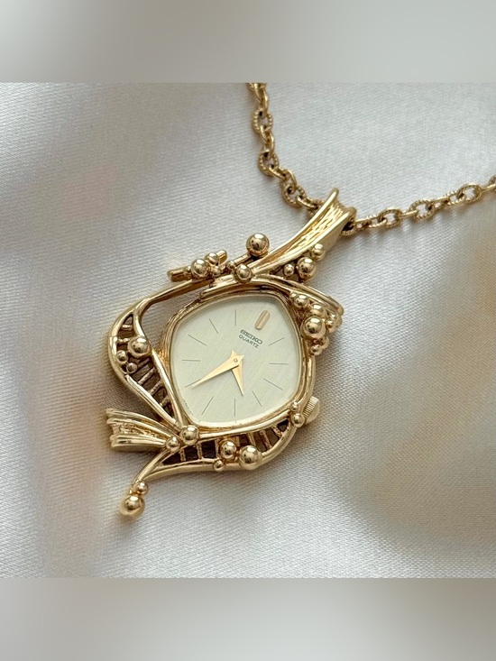 AUTHENTIC RARE VINTAGE SEIKO GOLD WATCH NECKLACE main image 4